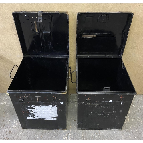 1204 - Two vintage black metal ballot boxes - approx. 46cm high x 34cm wide x 34cm deep