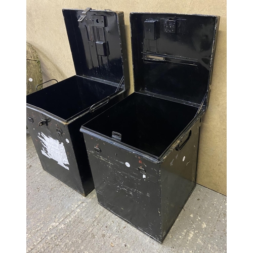 1204 - Two vintage black metal ballot boxes - approx. 46cm high x 34cm wide x 34cm deep