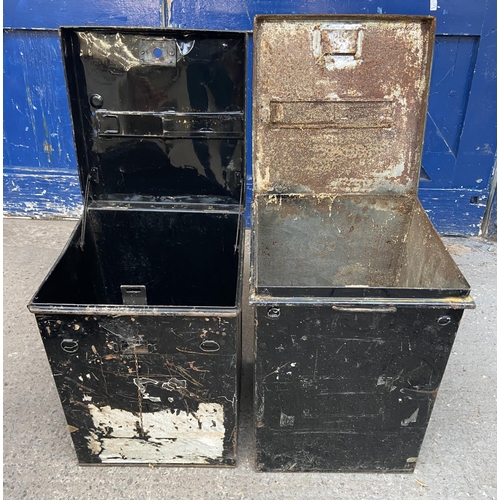 1205 - Four vintage black metal ballot boxes - approx. 46cm high x 34cm wide x 34cm deep