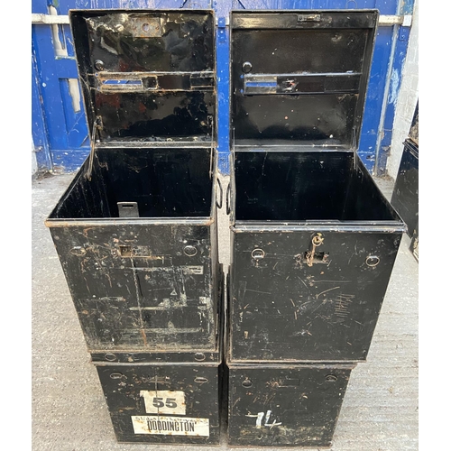 1206 - Four vintage black metal ballot boxes - approx. 46cm high x 34cm wide x 34cm deep