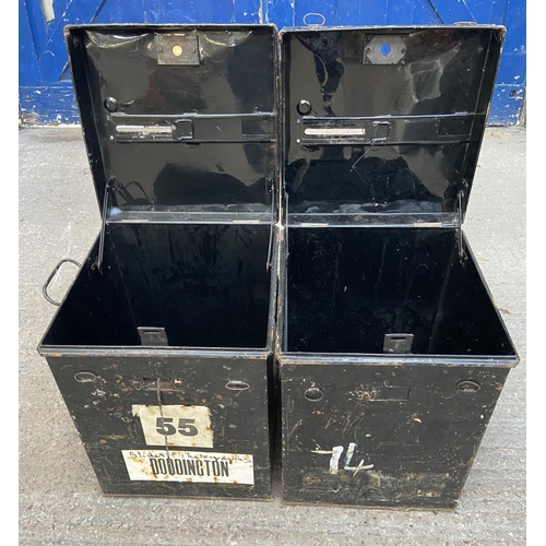 1206 - Four vintage black metal ballot boxes - approx. 46cm high x 34cm wide x 34cm deep