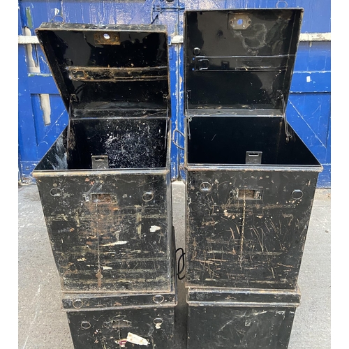 1207 - Four vintage black metal ballot boxes - approx. 46cm high x 34cm wide x 34cm deep