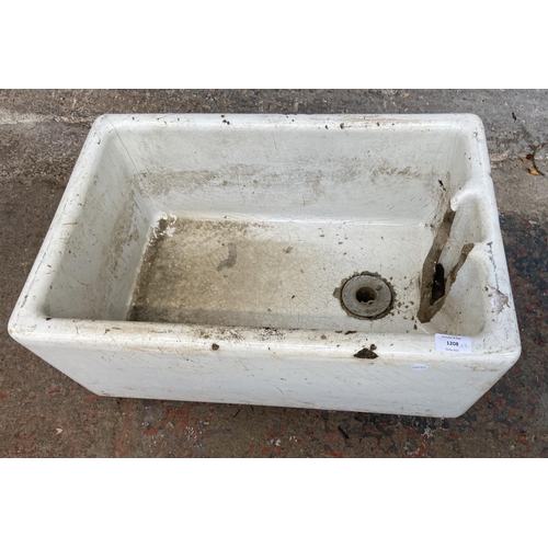 1208 - Two ceramic Belfast sinks - approx. 34cm high x 46cm wide x 61cm long