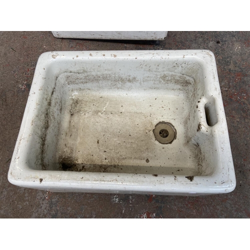 1208 - Two ceramic Belfast sinks - approx. 34cm high x 46cm wide x 61cm long