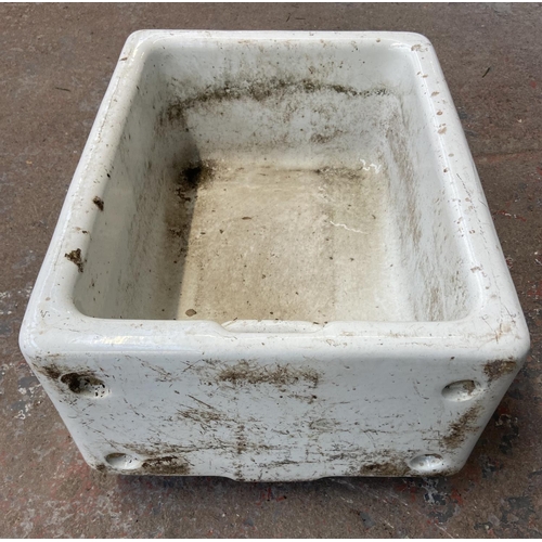 1208 - Two ceramic Belfast sinks - approx. 34cm high x 46cm wide x 61cm long