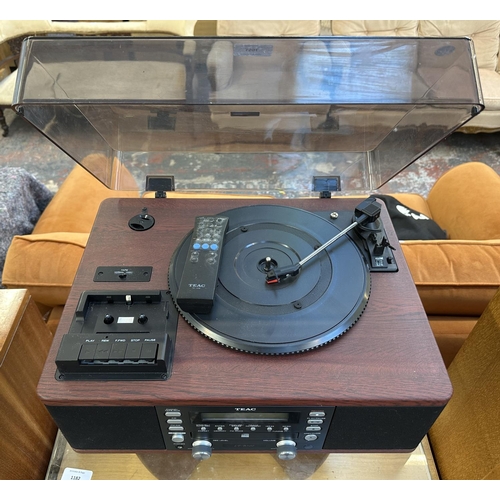 1501 - A Teac LP-R500 music centre comprising three-speed turntable, cassette player, CD recorder and two-b... 