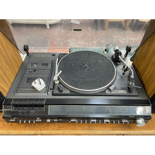 1502 - A vintage Hitachi SDT-300 music centre comprising two-speed belt drive turntable, Dolby cassette rec... 