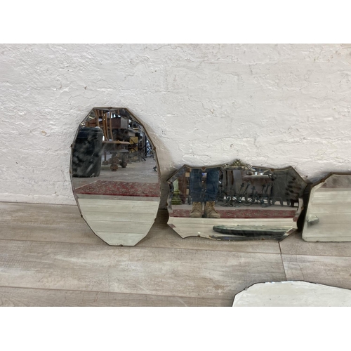 1239 - Five various vintage frameless bevelled edge wall mirrors