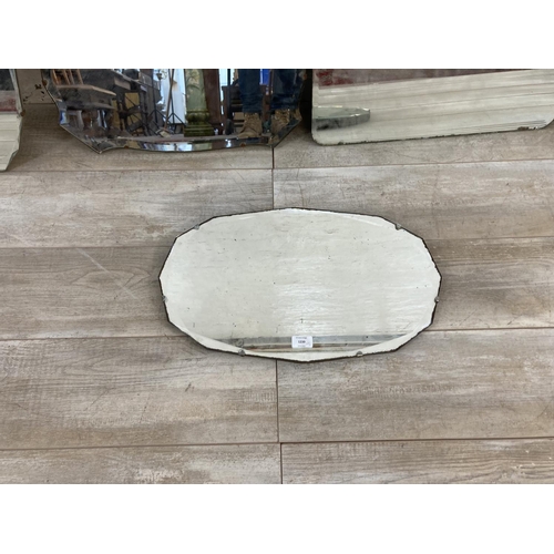 1239 - Five various vintage frameless bevelled edge wall mirrors