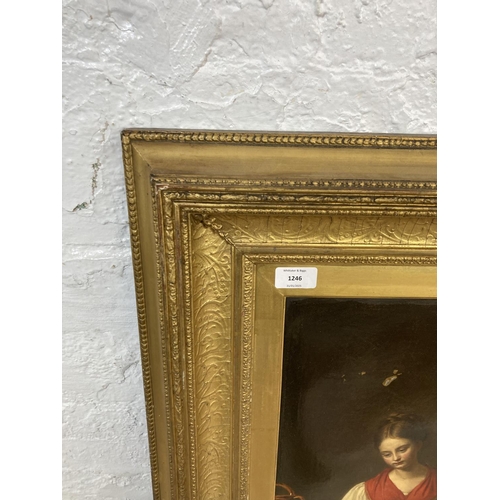 1246 - A 19th century (French school) gilt framed oil on canvas of a religious scene  - approx. 100cm high ... 