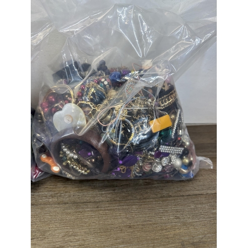 1378 - Five bags of costume jewellery