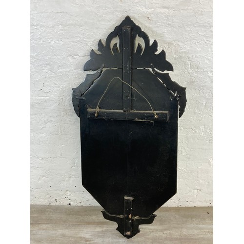 1245 - A Victorian style etched bevelled edge decorative wall mirror - approx. 139cm high x 60cm wide