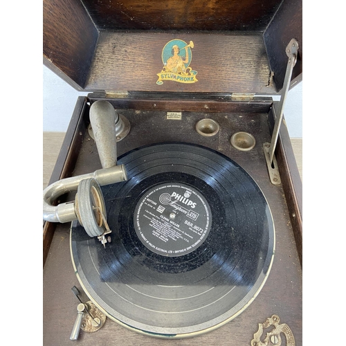 1488 - A vintage Sylvaphone gramophone with winding handle