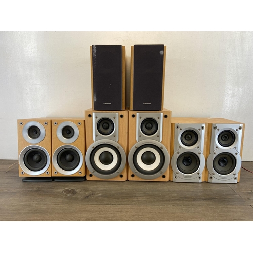 1492 - Four pairs of Panasonic speakers to include SB-PM25 6Ω, SB-PM17 6Ω, SB-PM22 6Ω etc.