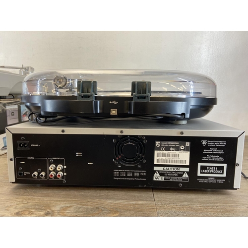 1497 - Four items, one boxed Technovation 229700 USB turntable, one Philips CDR802 three disc changer CD re... 