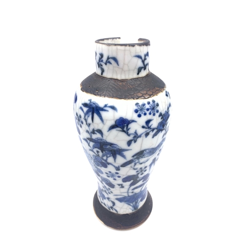 1250 - Two Chinese crackle glazed blue and white porcelain vases - approx. 28cm high