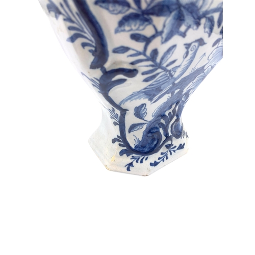 1263 - An antique Delftware blue and white ceramic jar and cover with bird finial - approx. 32cm high