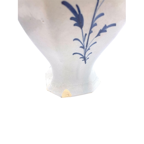 1263 - An antique Delftware blue and white ceramic jar and cover with bird finial - approx. 32cm high