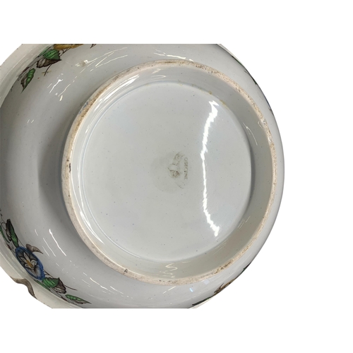 1266 - A late 19th/early 20th century Osborne floral pattern ceramic water jug and bowl - approx. 35cm high