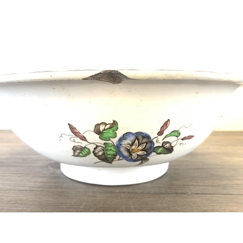 1266 - A late 19th/early 20th century Osborne floral pattern ceramic water jug and bowl - approx. 35cm high