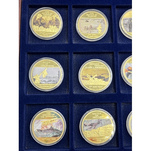 2293 - A cased set of twelve Windsor Mint 75th Anniversary of the Second World War gold plated proof coins