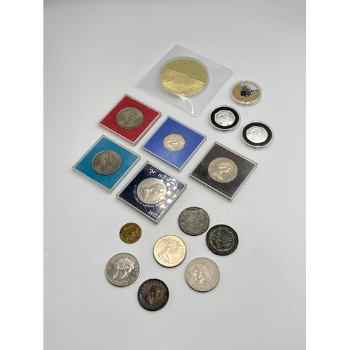 2297 - A collection of British coins and medallions to include 2022 Elizabeth II Ascension Island silver pl... 