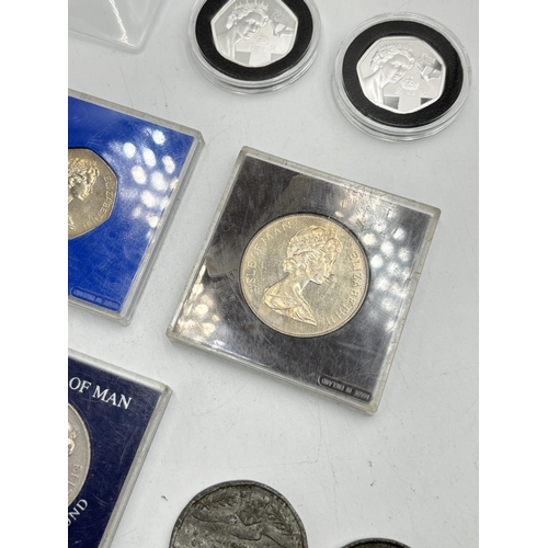 2297 - A collection of British coins and medallions to include 2022 Elizabeth II Ascension Island silver pl... 