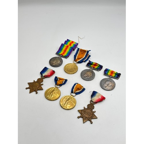 Eight WWI British medals, three presented to S-8622 Pte. H. Devonport Gord. Highrs., three presented to 2851 Pte. H. Devonport Ches. R. and two presented to 97501 Gnr. W. Davenport R.A.