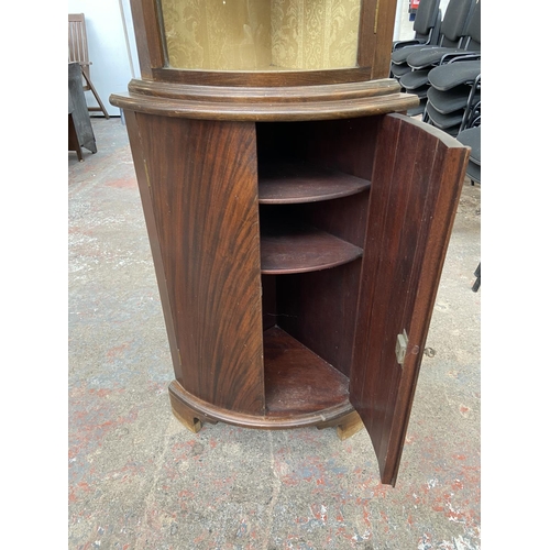 98 - A Georgian style mahogany bow fronted corner display cabinet - approx. 171cm high x 55cm wide x 36cm... 