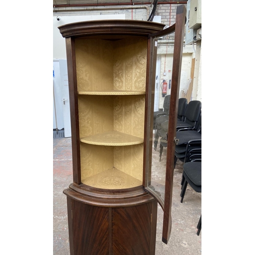 98 - A Georgian style mahogany bow fronted corner display cabinet - approx. 171cm high x 55cm wide x 36cm... 