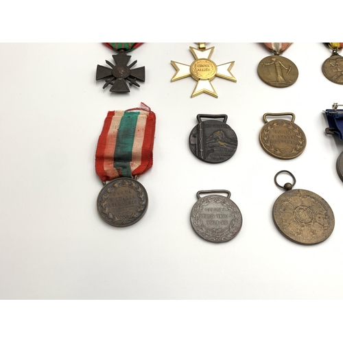 2360 - Ten European military medals to include Belgian Victory, French Croix De Guerre, Belgium Allied Cros... 