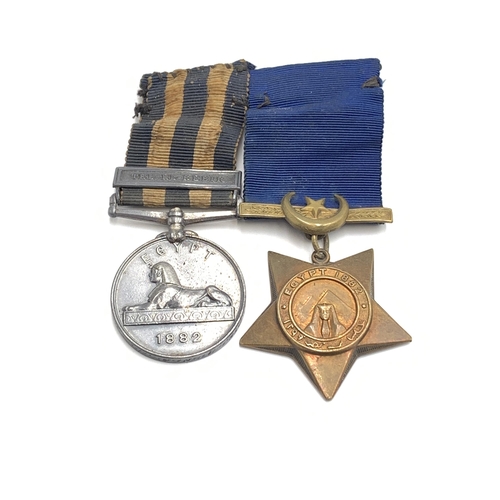 2374 - A Victorian Egyptian 1882 medal pair comprising Campaign and Khedive's Star presented to Pte. J. Qui... 