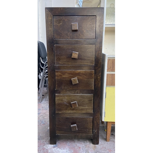 120 - A mango wood chest of drawers - approx. 120cm high x 46cm wide x 40cm deep