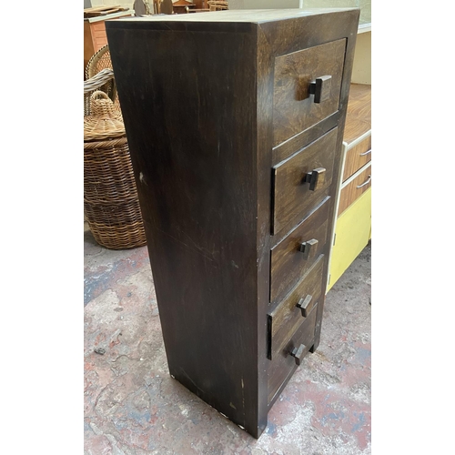 120 - A mango wood chest of drawers - approx. 120cm high x 46cm wide x 40cm deep