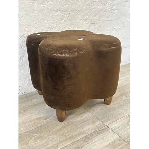 13 - A 1970s style brown fabric upholstered footstool - approx. 45cm high x 50cm wide x 50cm deep