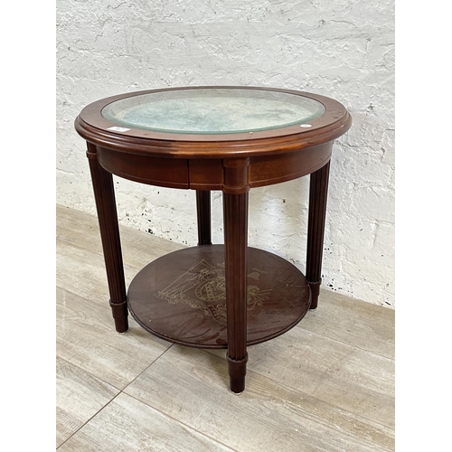 18 - A Danbury Mint The Trafalgar mahogany and glass circular side table - approx. 56cm high x 56cm diame... 