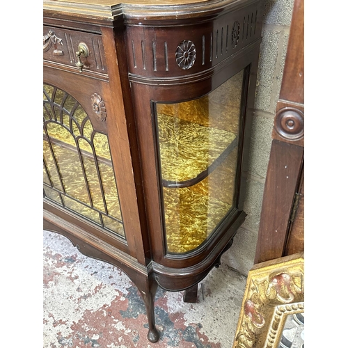 25 - A Victorian carved mahogany display cabinet - approx. 114cm high x 135cm wide x 42cm deep