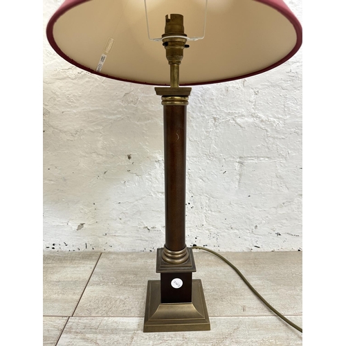 27 - A pair of Laura Ashley Home wood and brass effect table lamps - approx. 45cm high