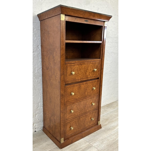 28 - A Victorian style inlaid burr walnut effect secretaire bookcase - approx. 145cm high x 74cm wide x 4... 