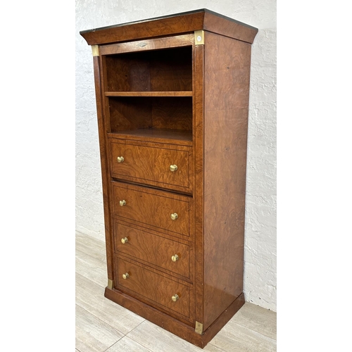 28 - A Victorian style inlaid burr walnut effect secretaire bookcase - approx. 145cm high x 74cm wide x 4... 