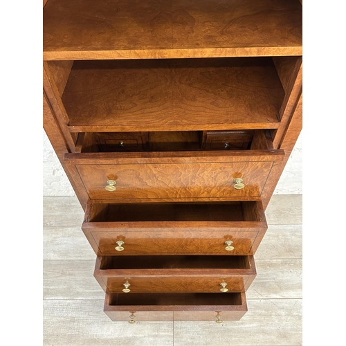 28 - A Victorian style inlaid burr walnut effect secretaire bookcase - approx. 145cm high x 74cm wide x 4... 