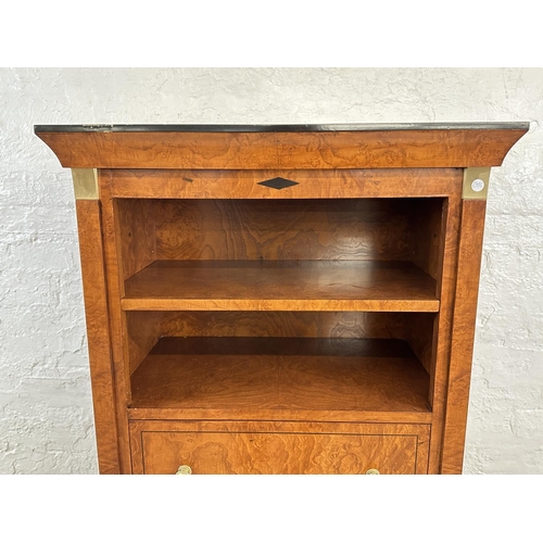 28 - A Victorian style inlaid burr walnut effect secretaire bookcase - approx. 145cm high x 74cm wide x 4... 