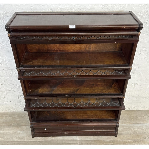 3 - An early 20th century Globe-Wernicke mahogany and lead glazed three section stacking bookcase - appr... 