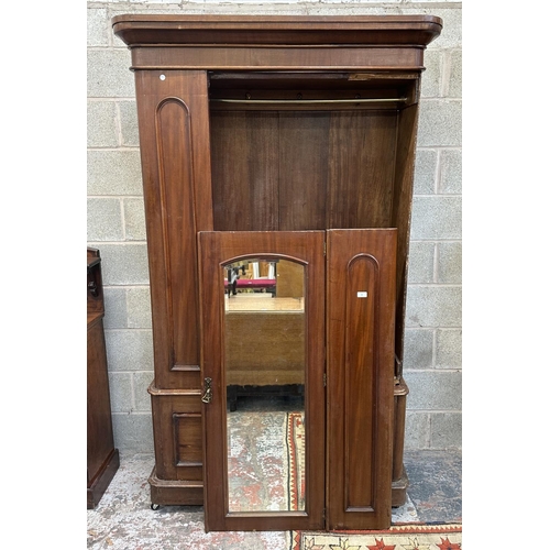 32 - A Victorian mahogany mirror door wardrobe - approx. 208cm high x 121cm wide x 50cm deep