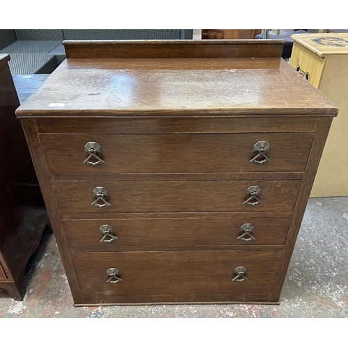 50 - An Art Deco oak chest of drawers - approx. 81cm high x 76cm wide x 48cm deep