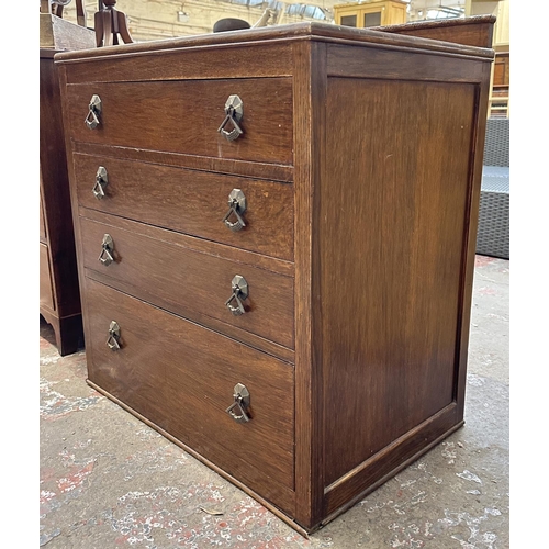 50 - An Art Deco oak chest of drawers - approx. 81cm high x 76cm wide x 48cm deep