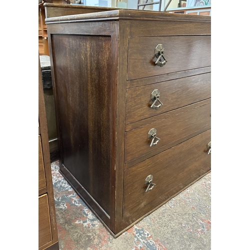 50 - An Art Deco oak chest of drawers - approx. 81cm high x 76cm wide x 48cm deep