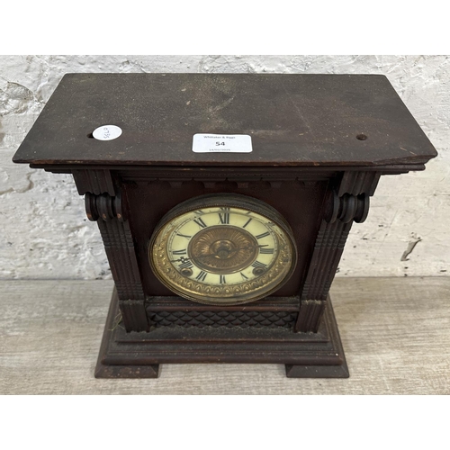 54 - A late 19th/early 20th century Ansonia Clock Company of New York mahogany cased chiming mantel clock... 