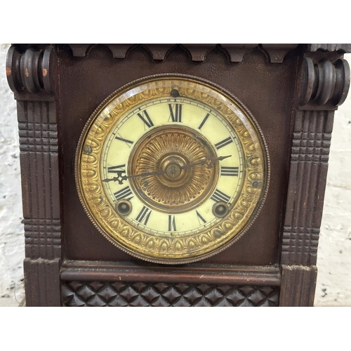 54 - A late 19th/early 20th century Ansonia Clock Company of New York mahogany cased chiming mantel clock... 