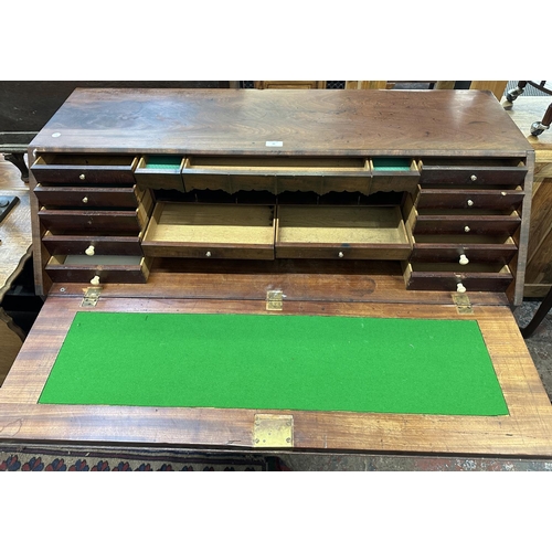 55 - A George III inlaid mahogany bureau - approx. 110cm high x 114cm wide x 53cm deep